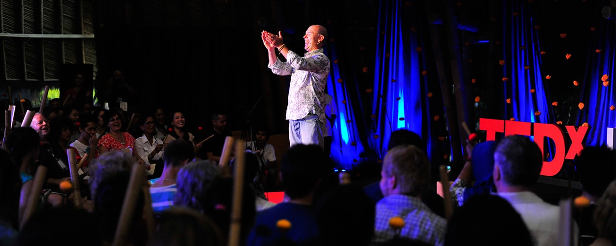 TEDxUbud 2014 — Duncan McKee leading the audience in a live interactive music experience
